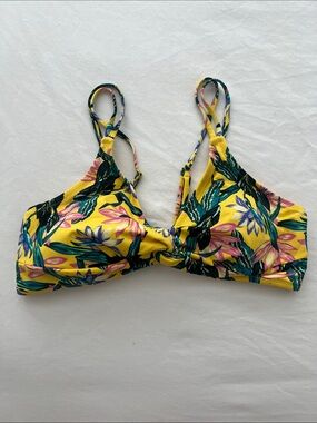 Jessica Simpson Yellow Tropical Floral Bikini Top